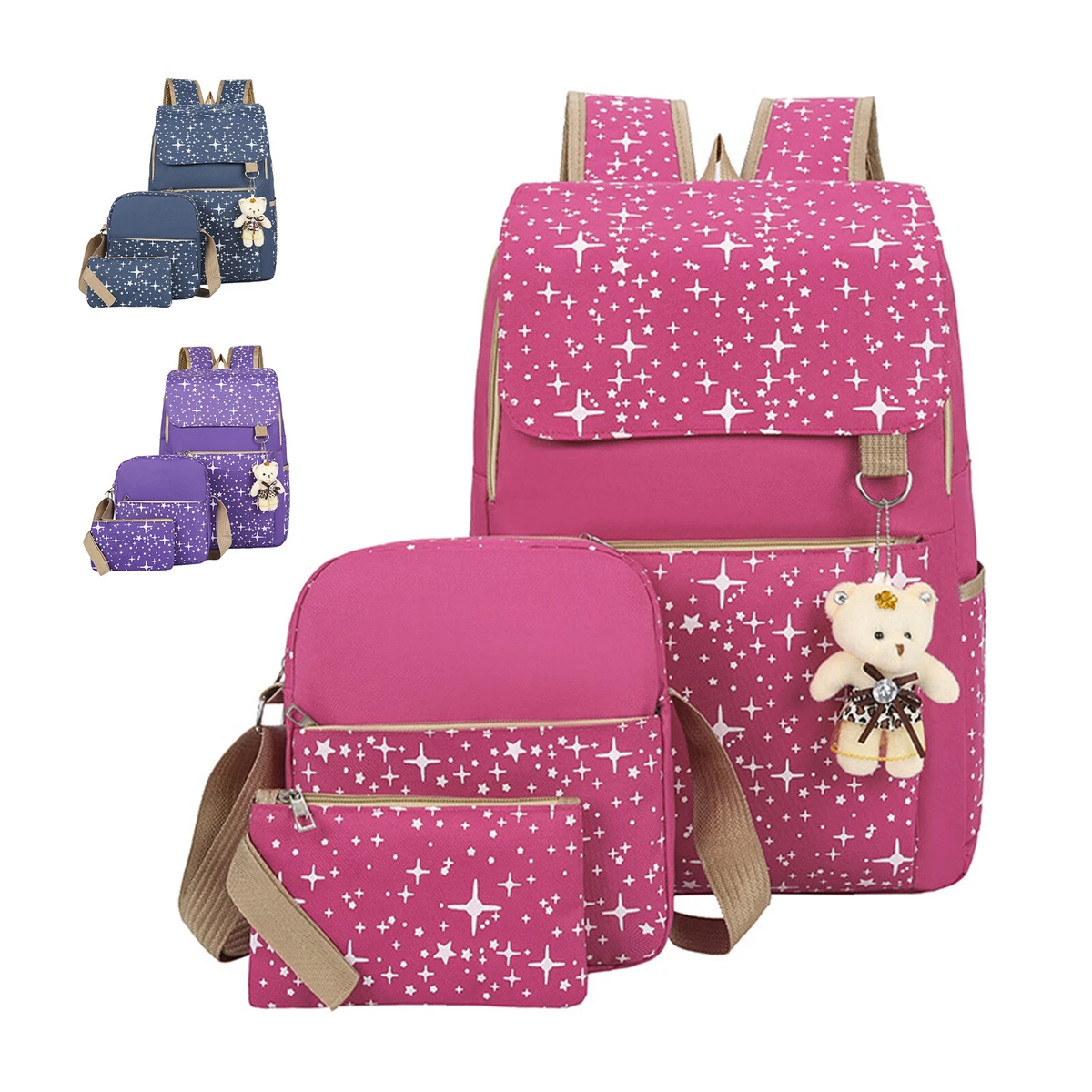 Backpacks for School Girls Bookbags Set Handbag Purse Pink Backpack