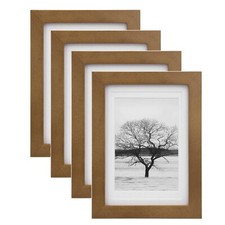 5x7 Picture Frames 4 Pack Made of Solid Wood Covered by Plexiglass Matted for...