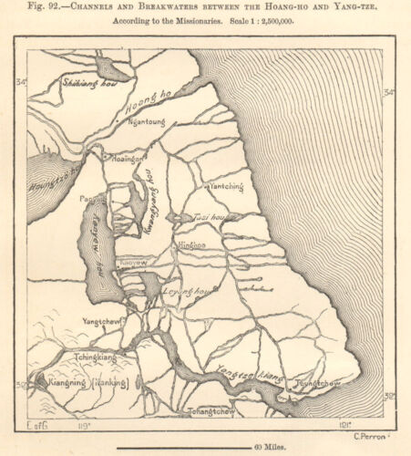 Channels & breakwaters between Feihuang & Yangtze rivers. China. Sketch map 1885 - Picture 1 of 1