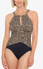 Swim Solutions ANIMAL INSTINCT BLACK High-Neck One-Piece Swimsuit, US 8