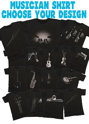 Musiker Unisex Qualität T-Shirt Musik Band Shirt Herren Damen *Instrument wählen*