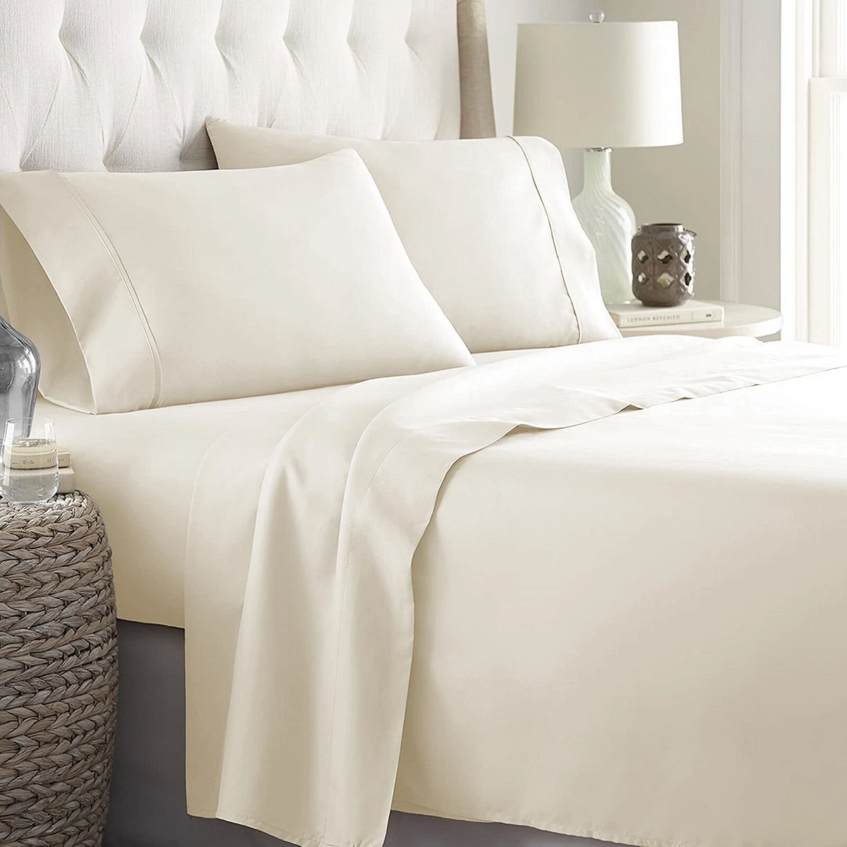 Bedding Collection 800 TC Egyptian Cotton Ivory Pattern Select
