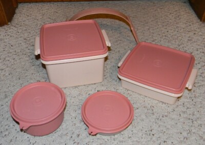 Tupperware タッパーウェア　コンパクトクック Tupperware 1674 - Squared Away Lunch Kit - Set of 4 - Pinks | eBay