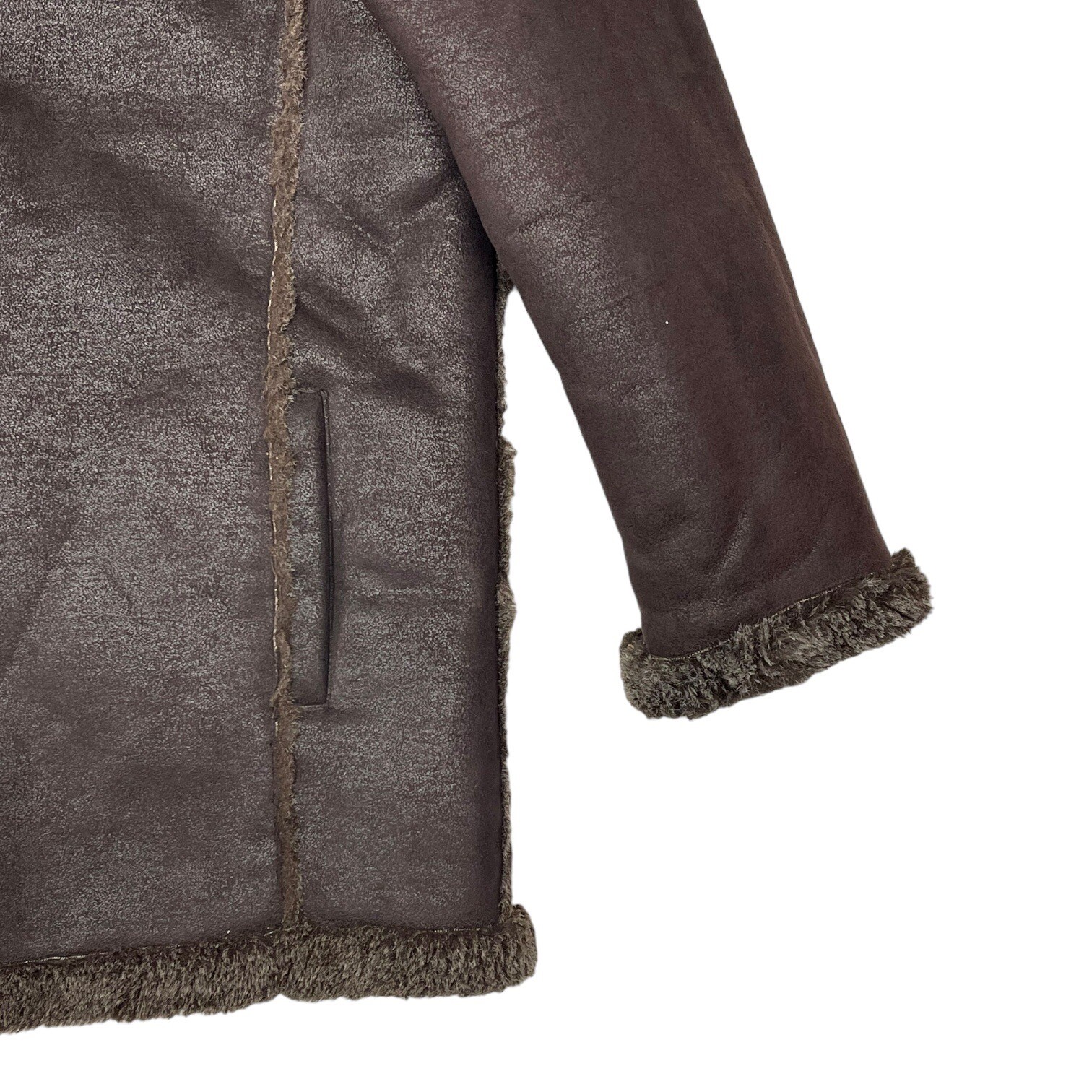 Vintage 90s WILSONS Mens XL Suede Leather Shearling Style Coat Jacket BROWN EVC image 6