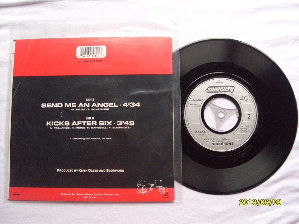 SCORPIONS SEND ME AN ANGEL MERCURY RECORDS US IMPORT 7" VINYL SINGLE in
