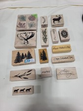 Scrapbooking Wood Backed Rubber Stamps Different Sizes Brands Lot Of 15