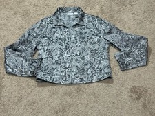 Chico's Womens Jacket Size 1 Multicolor Print Sheen Classic Dressy Lightweight