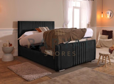 CAIRO OTTOMAN STORAGE BED PANEL PLUSH VELVET UPHOLSTERED BED FRAME