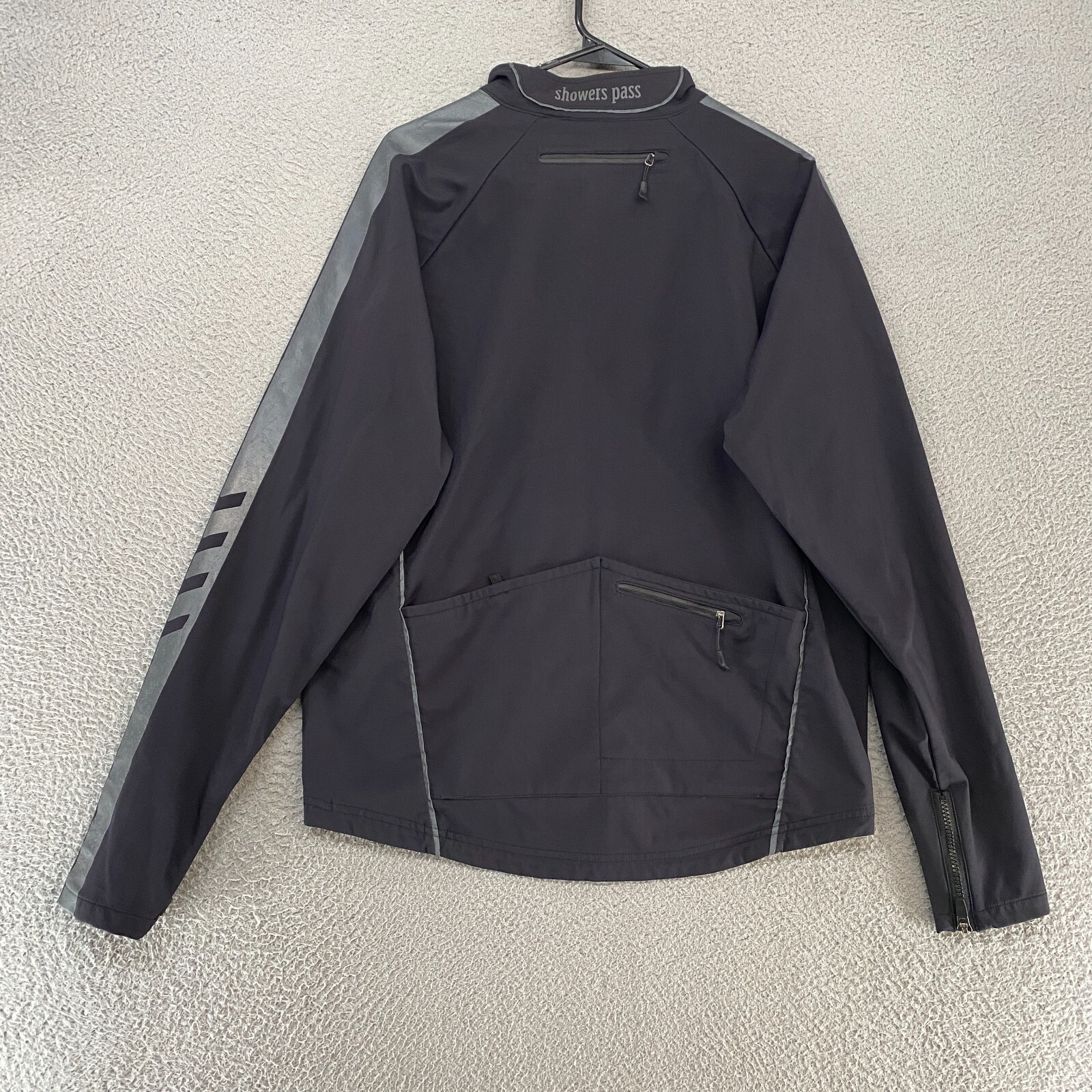 Showers Pass Cycling Jacket Mens Large Black Zip Up Softshell Artex Skyline Bike