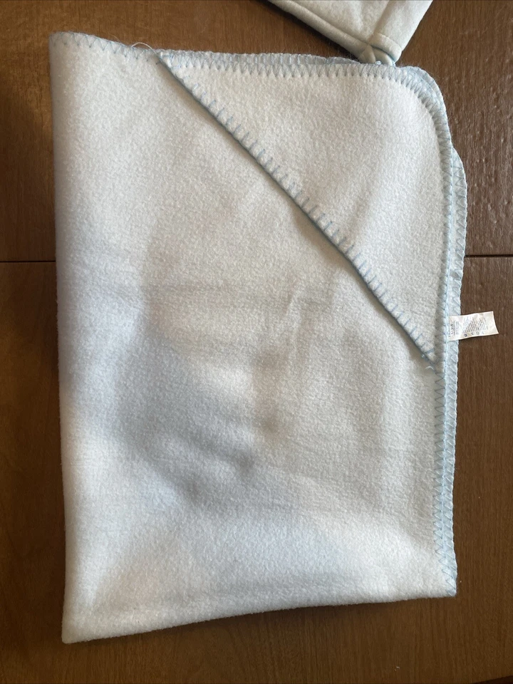 VTG NORTHPOINT TRADING Baby Blanket Blue Ducks w/ Matching Bag Hooded 90s - Image 4 of 4