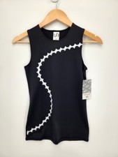 New Urban Savage Womens Scallop Tank Top Activewear Black White Size XS