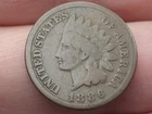 1886 Indian Head Cent Penny, Variety 1, Var 1, T1, Type 1- Good/VG Details