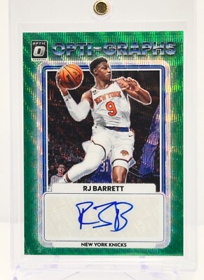 RJ Barrett 2022-23 Donruss Optic Holo Opti-Graphs Green Wave #37 Knicks Auto