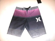 NEW Hurley sz 4 black pink stripe boys youth swim board shorts swimsuit