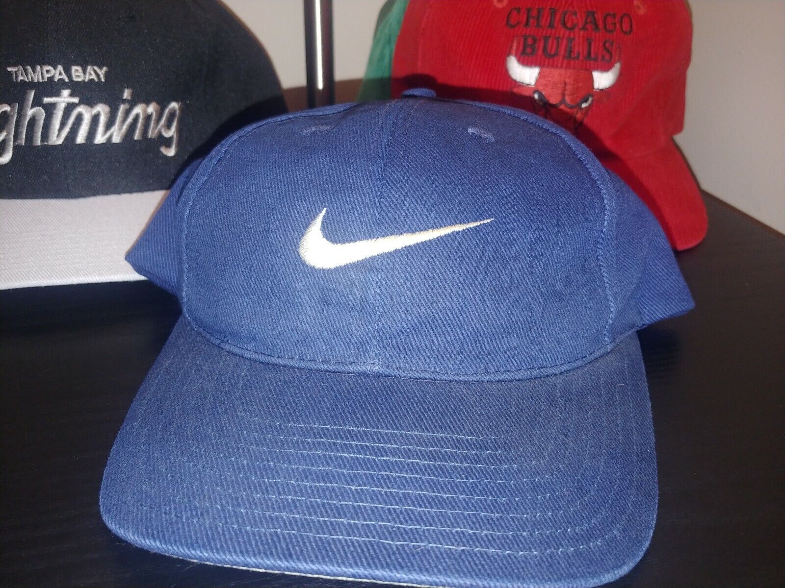 Vtg Nike Golf Hat Swoosh Check Red Strapback Cap