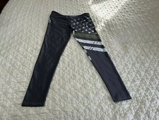 MUJER CASTIGADOR CALAVERA COLA DE CABALLO OLIVA MONÓTONO BANDERA MILITAR TALLA XL GRIS LEGGINGS
