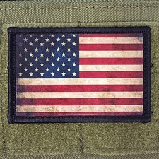 America Flag Patch Rustic Moral Tactical Military Army USA Hook  Loop 3x2