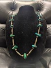 Vintage Navajo Sterling Turquoise & Melon Bead Necklace, NR — photo 3