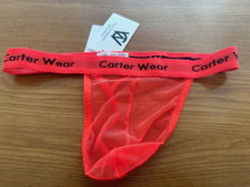 BNWT MENS CARTER WEAR ORANGE MESH THONG  G-STRING Underwear SMALL FETISH BRIEFS