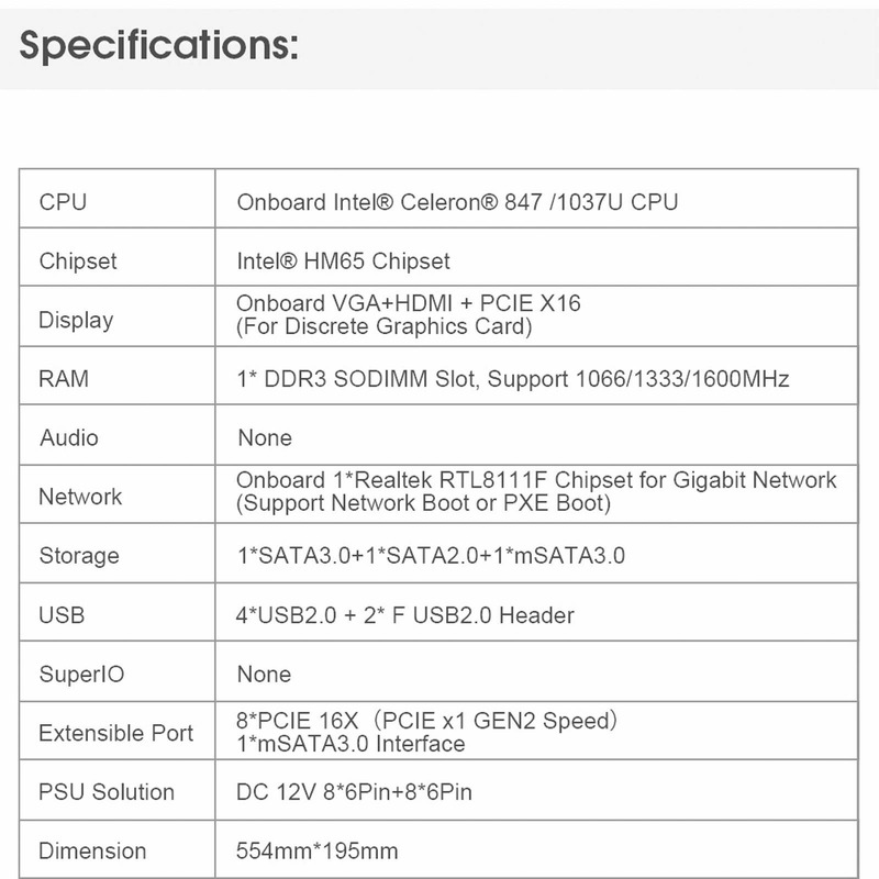 BTCD37 Cryptocurrency Mining Machine Motherboard CPU Group 8 Video