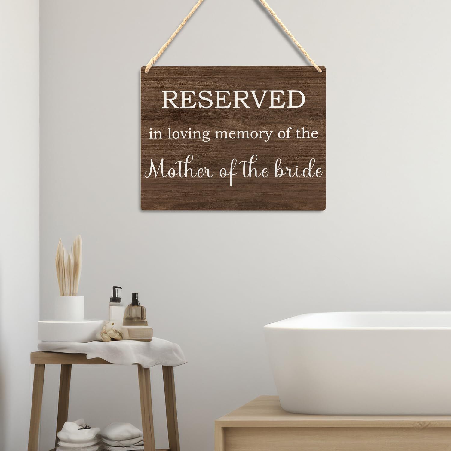 как выглядит Wedding Memorial Sign In Loving Memory of Mother of Bride Wooden Plaque фото