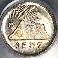 1837-G PCGS MS 67 Central American Republic 1/4 real Guatemala Coin (23061701C)