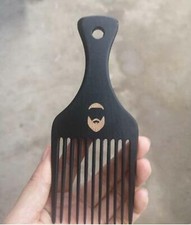Customize Logo-Black Beech wood Comb Wide Tooth beard Care Fork Comb pick comb