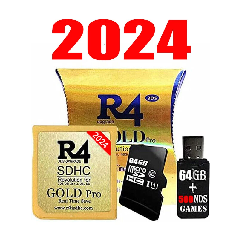 R4 Gold Pro SDHC für DS/3DS Revolution Cartridge Console With USB + 64G  Card FR