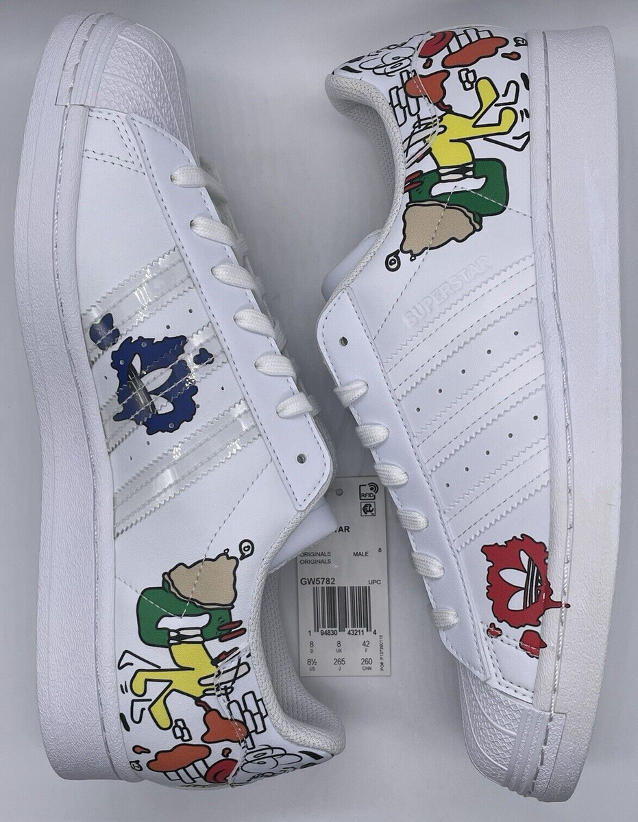 adidas Original Mens Superstar White Comic Shell Toes Size 8.5