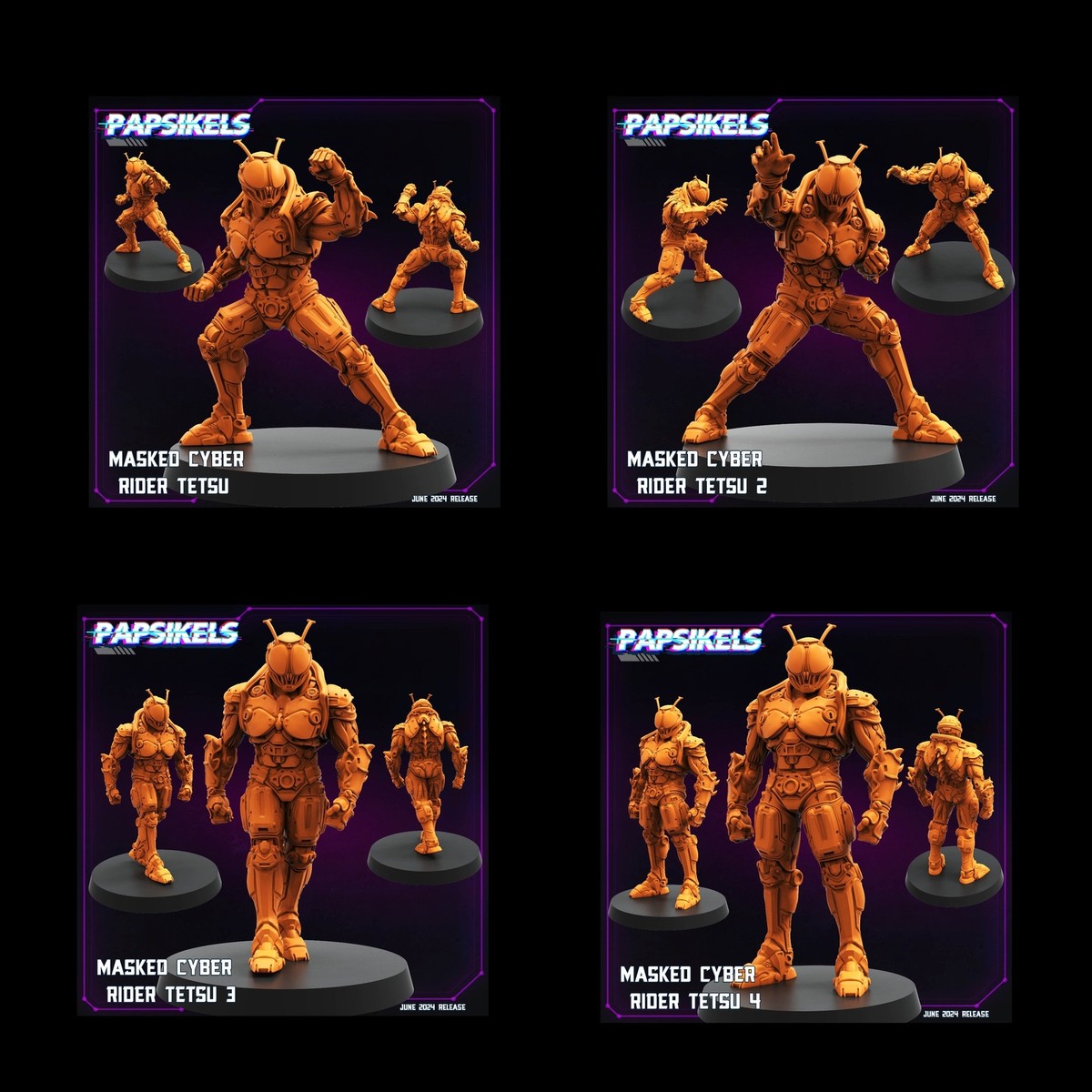 3D Printed Papsikels Masked Cyber Rider Tetsu Set JUNE 2024 TRIBES