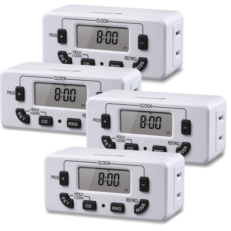 Indoor 7 Day 24 Hour Programmable Digital Wall Outlet Light Timer Plug ...