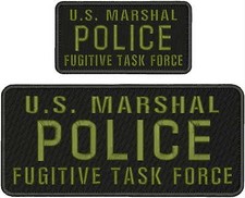 U S MARSHAL POLICE F T FORCE EMB PATCH 4.3/4X 11 & 3X6  HOOK/BACK/BLA/OD green