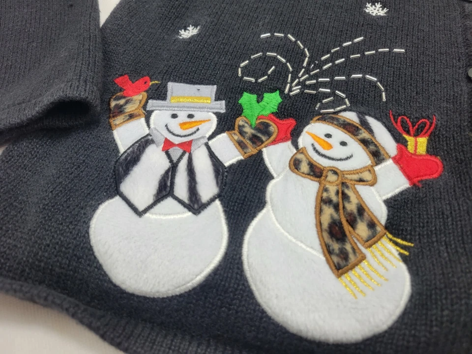 Clásico Element Para Mujer Navidad Abotonada Suéter Cárdigan Muñeco de Nieve Nieve XL Foto 2 de 4