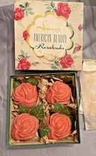 Vintage Luxor American Beauty Rosebuds Bar Soap USA Pink Box Set