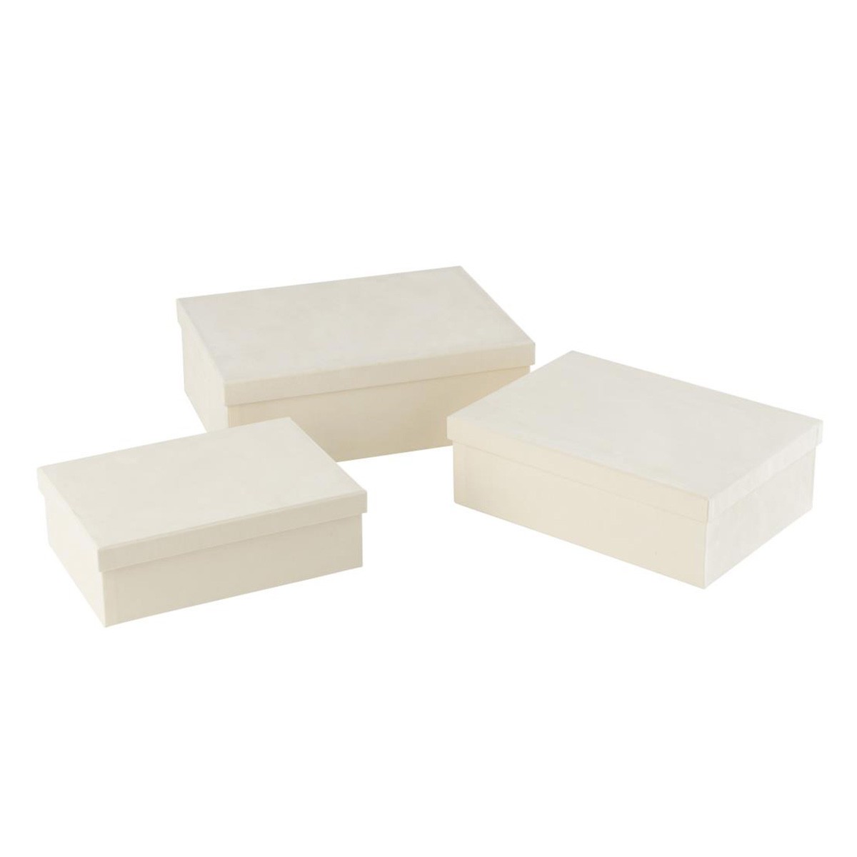 Boîtes de rangement Vaughn design blanc 36cm lot de 3 en résine haut de gamme
