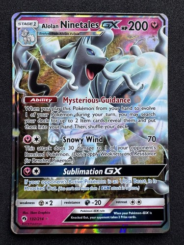 Alolan Ninetales GX 132/214 SM Lost Thunder Holo Full Art English Pokémon Card