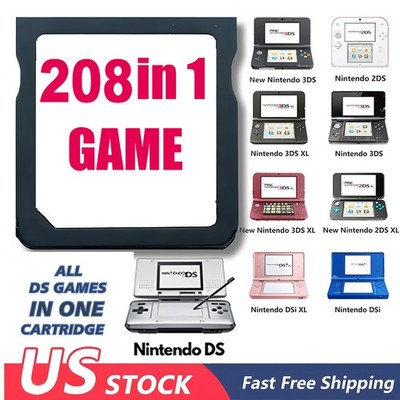 Nintendo Ds Lite 3ds Multi Game Card 208 Combo Cartridge SDHC
