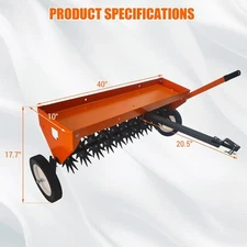 Tow Behind Spike Lawn Aerator 40 Inch Rolling Tractor Soil Penetrator Hitch