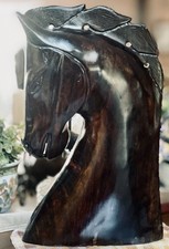 Rare Vtg Solid Desert Ironwood Handcrafted Carved Giant Knight Horse Head Figure