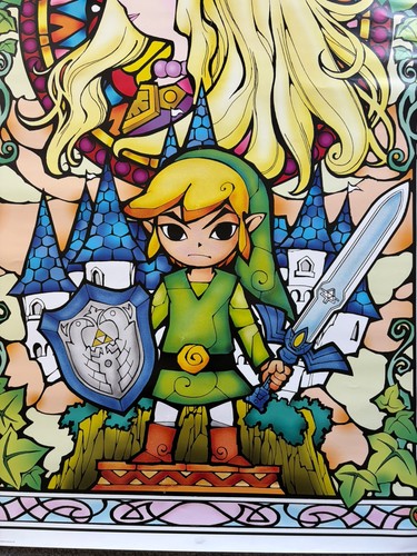 "Póster Legend of Zelda Pyramid Nintendo vitral arte impresión 36X 24""" - Imagen 5 de 10