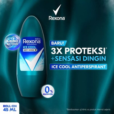 Rexona Men's Antiperspirant Deodorant Roll-on 45ml, Ice Cool (Pack