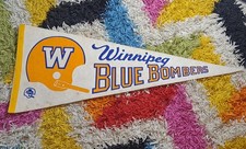 Vintage 1970's Winnipeg Blue Bombers Felt Pennant CFL Football Helmet Logo 30"