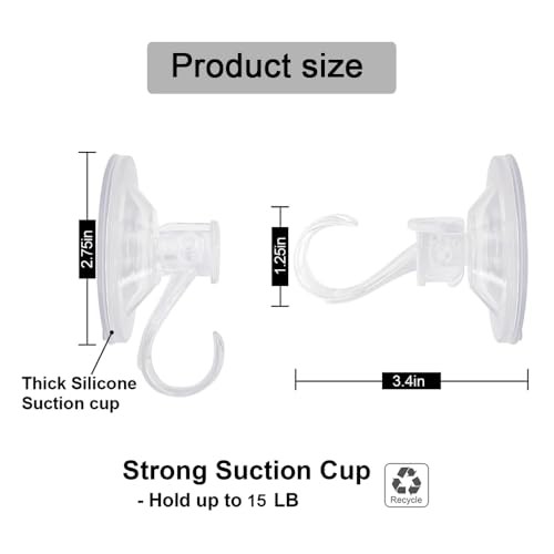 Clear Suction Cup Wreath Hooks Heavy Duty Reusable Wall Mount 3 Pcs