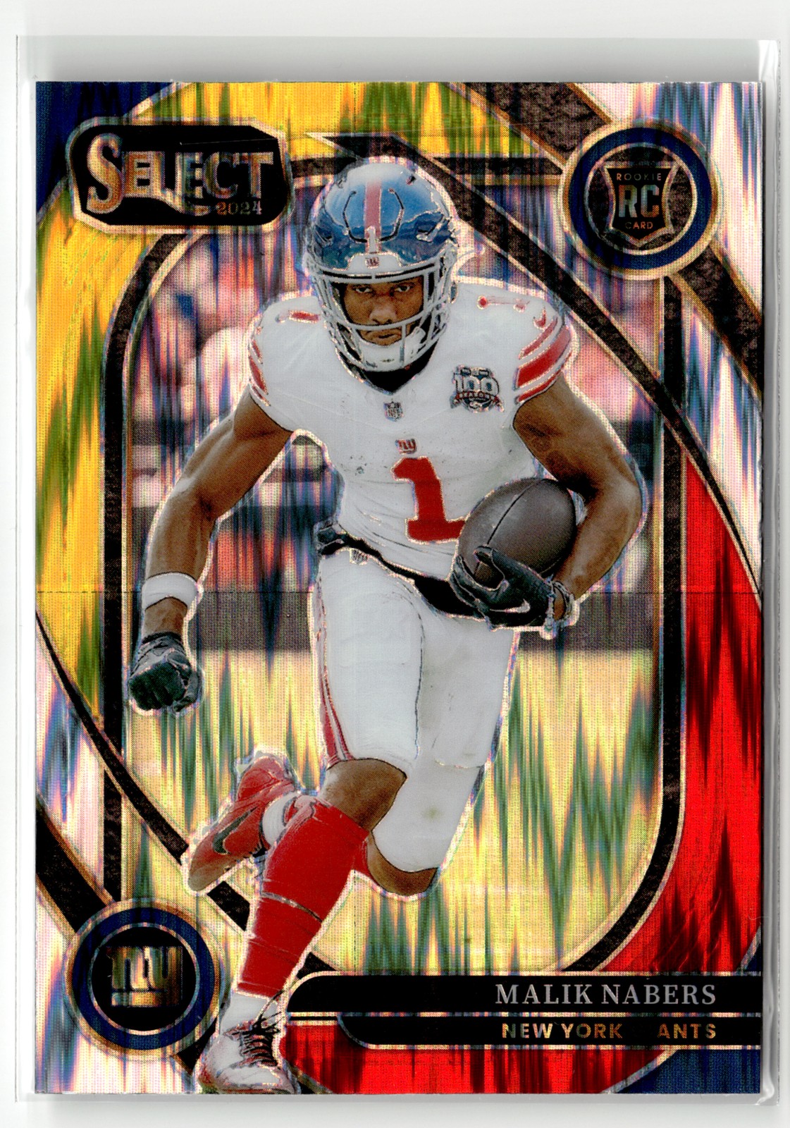 2024 Panini Select #220 Malik Nabers Rookie Red & Blue Prizm Shock