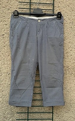 Damen Hose Capri ''Esprit'' Gr. 40 Blau-Weiß kariert nagelneu