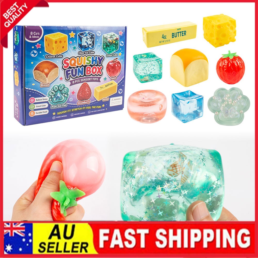 8PCS Set Mystery Squi-shy Box Malt Sugar Stress Relief Fidget Toys AU