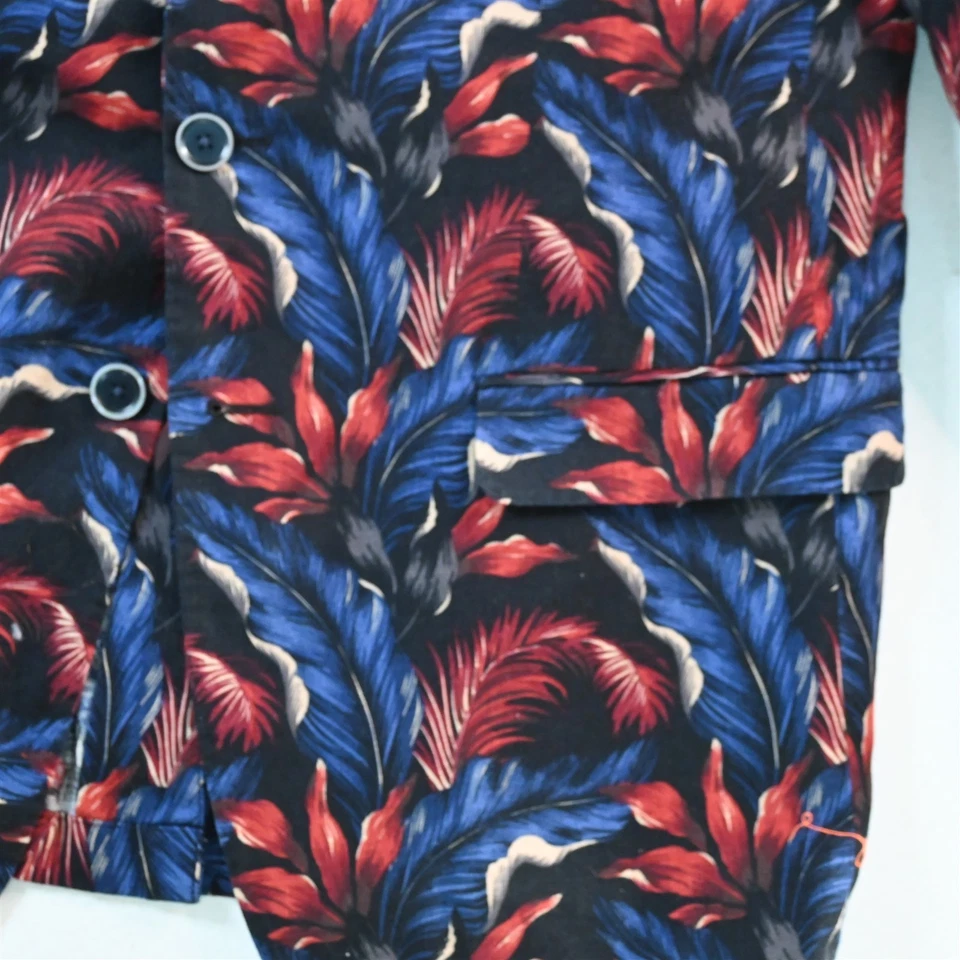 Blazer Traje Chaqueta Abrigo Deportivo Tallia 42S Azul Floral Suave Hombro Lino Para Hombre Foto 3 de 4