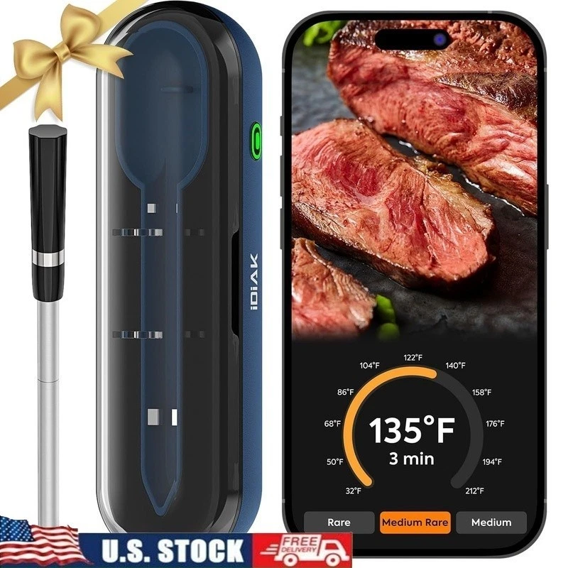 Wireless Meat Thermometer W/ Smart App Fast Charging Dual Sensors BBQ Cooking US