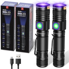 UV 365nm Flashlight Blacklight Rechargeable USB Wood  s lamp Handheld Ultravio...