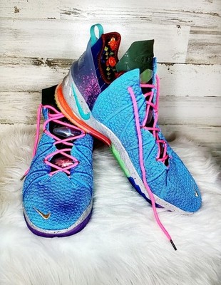Nike LeBron 18 Low DM2813-400 Mens Size 18 Blue Pink Basketball Shoes
